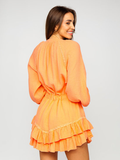 Women's Muslin Dress Overalls Orange Bolf 8219