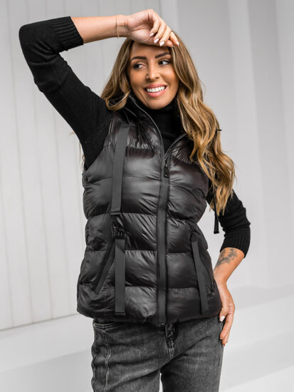 Women's Quilted Gilet with hood Black Bolf 5M3133