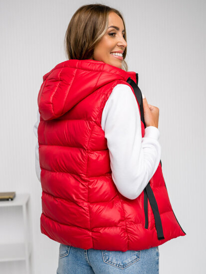 Women's Quilted Gilet with hood Red Bolf 5M3133