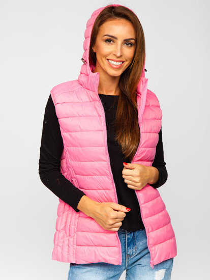 Women's Quilted Hooded Gilet Pink Bolf 23039
