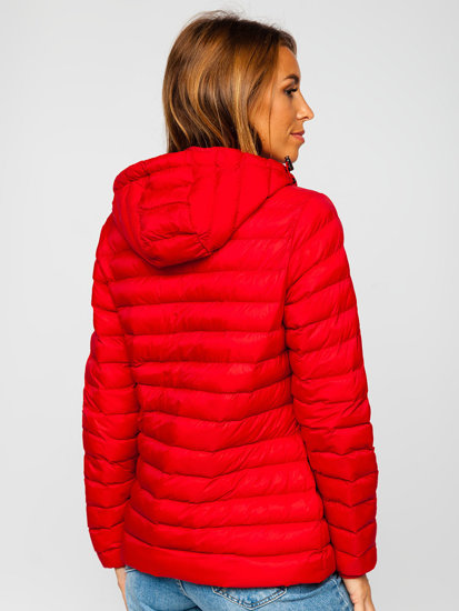 Women's Quilted Lightweight Hooded Jacket Dark Red Bolf 23032