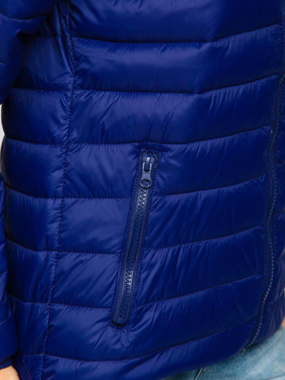 Women's Quilted Lightweight Hooded Jacket Royal Blue Bolf M23036