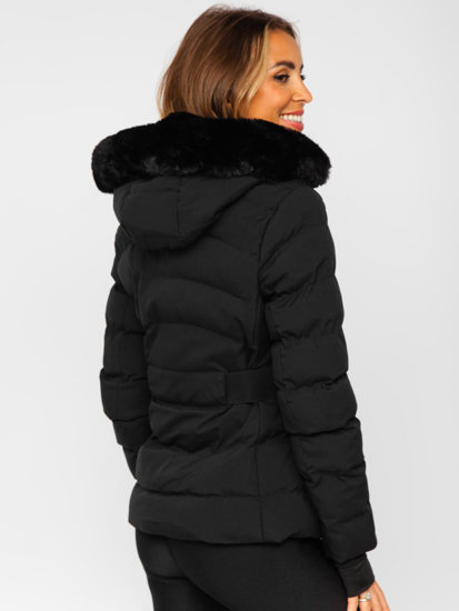 Women's Quilted Winter Jacket with Hood Black Bolf 5M770