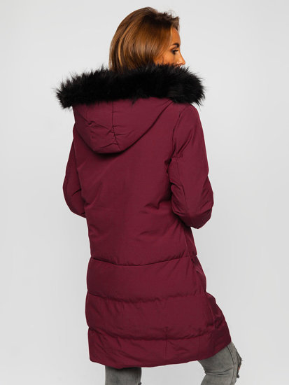 Women's Quilted Winter Jacket with Hood Claret Bolf 23071