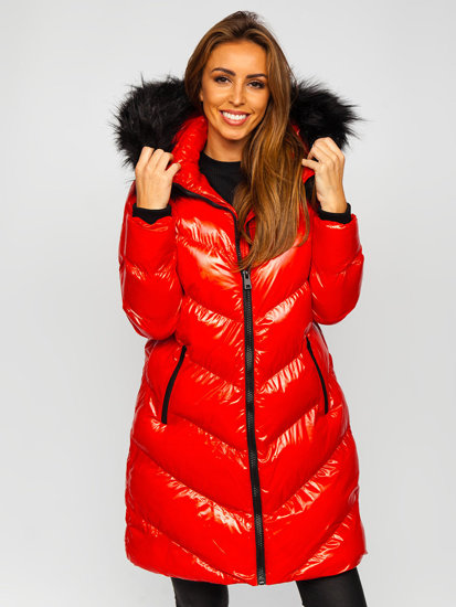 Women's Quilted Winter Jacket with Hood Red Bolf 23069A