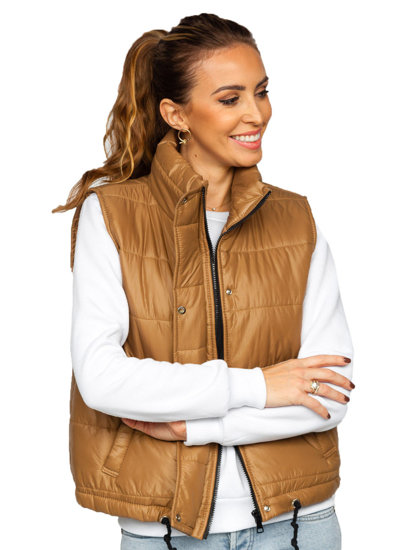 Women's Short Quilted Gilet Brown Bolf 82032