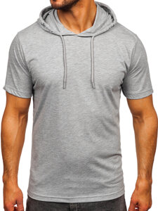 Men's Basic Cotton T-shirt with hood Grey Bolf 14513