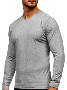 Men's Basic V-neck Long Sleeve Top Grey Bolf 172008