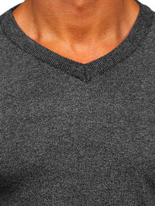 Men's Basic V-neck Sweater Anthracite Bolf S8530