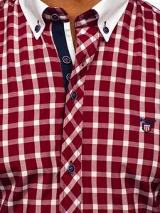 Men's Checked Long Sleeve Shirt Claret Bolf 5737