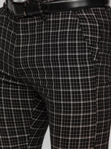 Men's Cotton Checkered Chinos Black Bolf 0035