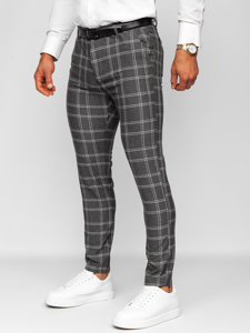 Men's Cotton Checkered Chinos Graphite Bolf 0034