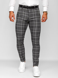 Men's Cotton Checkered Chinos Graphite Bolf 0034