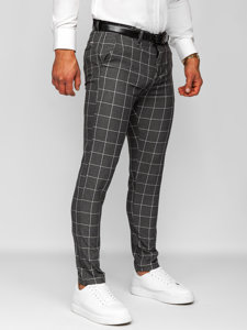Men's Cotton Checkered Chinos Graphite Bolf 0044