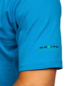 Men's Cotton Printed T-shirt Turquoise Bolf 14740