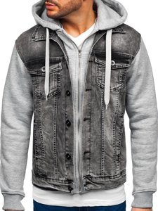 Men's Denim Hooded Jacket Grey Bolf 10350