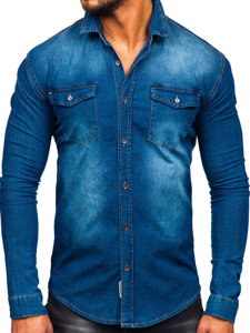 Men's Denim Long Sleeve Shirt Sky Blue Bolf MC7051BC