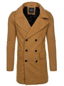 Men's Double-breasted Winter Coat with a High Collar Black Bolf 1048