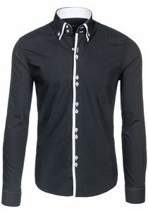 Men's Elegant Long Sleeve Shirt Black Bolf 1721-1