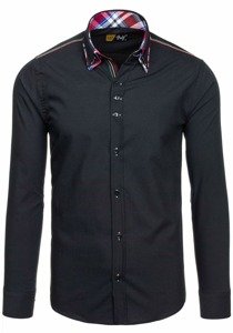 Men's Elegant Long Sleeve Shirt Black Bolf 2705