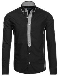 Men's Elegant Long Sleeve Shirt Black Bolf 5800