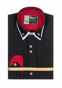 Men's Elegant Long Sleeve Shirt Black Bolf 5818