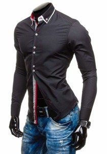Men's Elegant Long Sleeve Shirt Black Bolf 5818