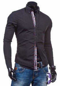 Men's Elegant Long Sleeve Shirt Black Bolf 5820