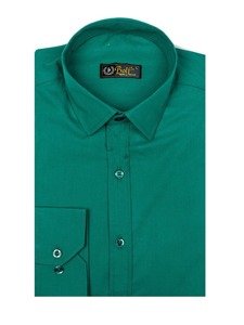 Men's Elegant Long Sleeve Shirt Dark Green Bolf 1703