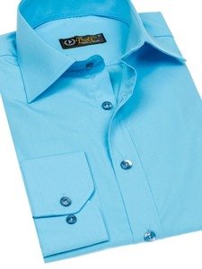 Men's Elegant Long Sleeve Shirt Light Blue Bolf 1703