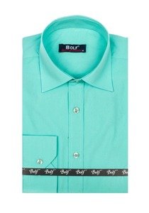Men's Elegant Long Sleeve Shirt Light Green Bolf 1703