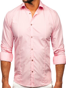Men's Elegant Long Sleeve Shirt Pink Bolf 6944