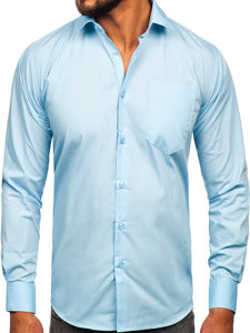 Men's Elegant Long Sleeve Shirt Sky Blue Bolf M14