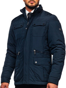 Men's Elegant Winter Jacket Navy Blue Bolf 1668