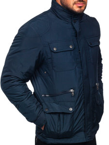 Men's Elegant Winter Jacket Navy Blue Bolf 1668