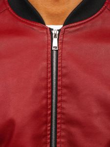 Men's Leather Bomber Jacket Claret Bolf 1147