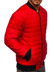 Men's Lightweight Quilted Bomber Jacket Red Bolf MY-02A