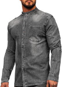 Men's Long Sleeve Denim Shirt Graphite Bolf MC713G