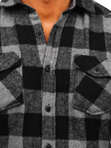Men's Long Sleeve Flannel Shirt Graphite Bolf 20723