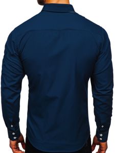 Men's Long Sleeve Shirt Navy Blue Bolf 1721-1