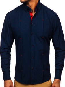 Men's Long Sleeve Shirt Navy Blue Bolf 20725