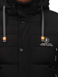 Men's Longline Quilted Winter Jacket Black Bolf 22M53