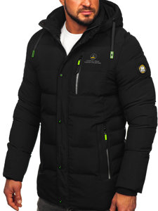 Men's Longline Quilted Winter Jacket Black Bolf 22M57