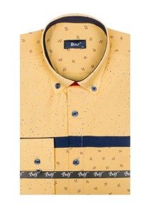 Men's Patterned Long Sleeve Shirt Yellow Bolf 6903