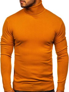 Men's Plain Polo Neck Sweater Camel Bolf YY02