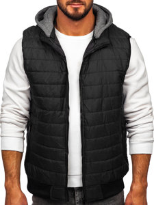 Men's Quilted Gilet with Hood Black Bolf 8M983