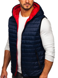 Men's Quilted Hooded Gilet Navy Blue Bolf 7106