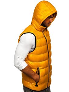 Men's Quilted Hooded Gilet Yellow Bolf 6506