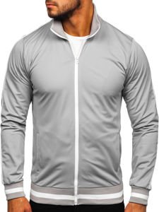 Men's Retro Style Zip Stand Up Sweatshirt Grey Bolf 2126