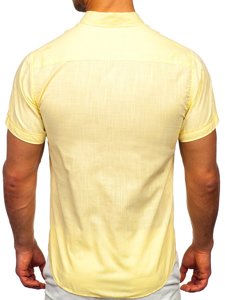 Men's Short Sleeve Cotton Shirt Yellow Bolf 20501